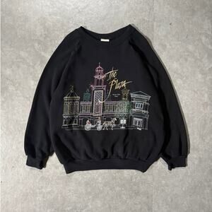90's Vintage Kansas City Plaza Black Crewneck -XL